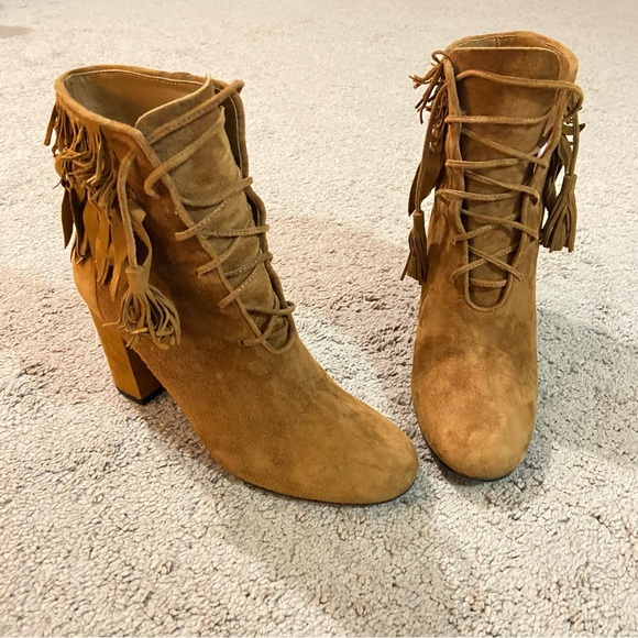 Aquazzura Suede Fringe Booties - Picture 3 of 17